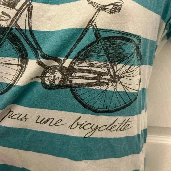 Vintage, Striped Tshirt with Bicycle Design, Sz L - Picture 3 of 5